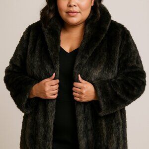 Monterey Black Faux Fur Coat Plus Size 20